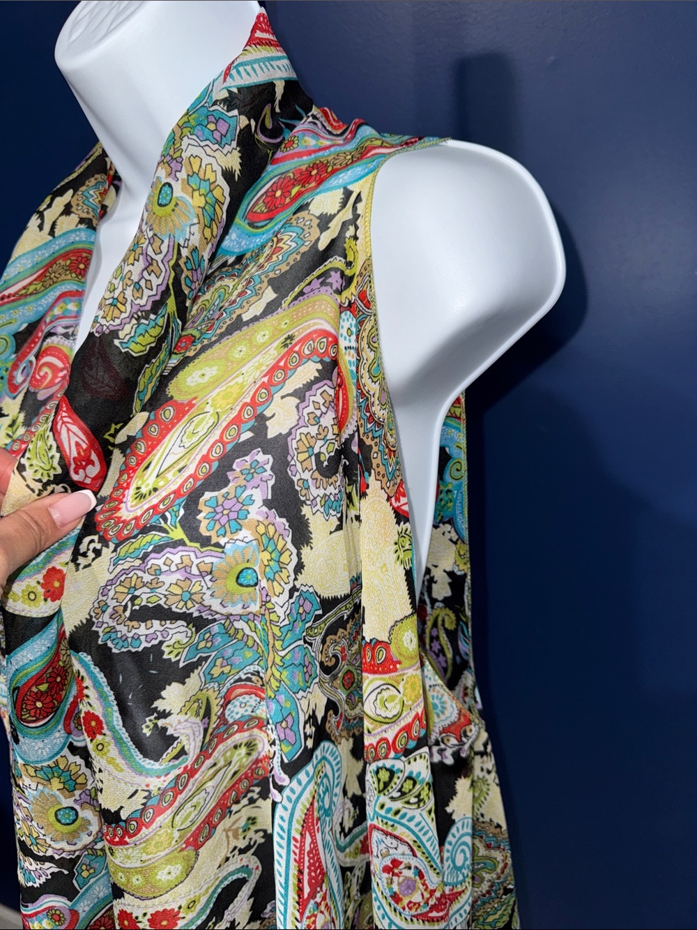 Paisley Lightweight Open Front Vest Cardigan SizeS/M - Picture 6 of 10